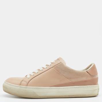 Pre Owned Tod's Beige Leather Low Top Sneakers Size 37