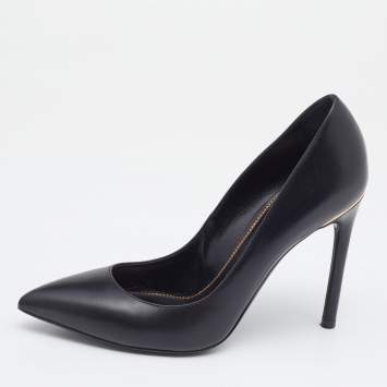 Pre Owned Tom Ford Black Leather Pointed Toe Pumps Size 38.5