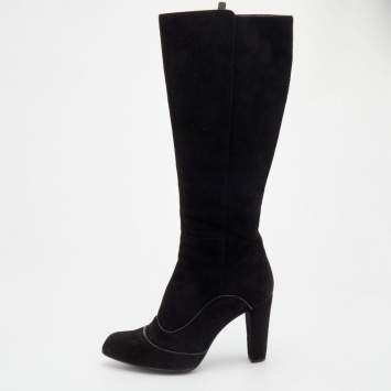 Pre Owned Tod's Black Suede Knee High Boots Size 37