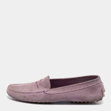 Pre Owned Tod's Lavender Suede Penny Driving Loafers Size 40