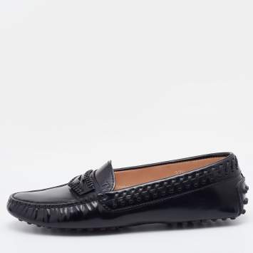مملوكة مسبقًا Tod's Black Leather Penny Slip On Loafers Size 37.5