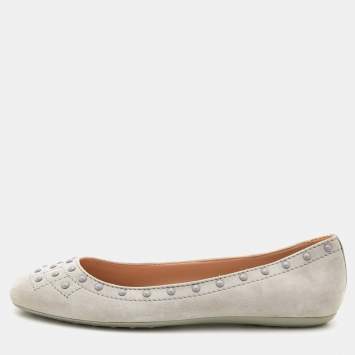 Pre Owned Tod's Grey Suede Ballet Flats Size 36