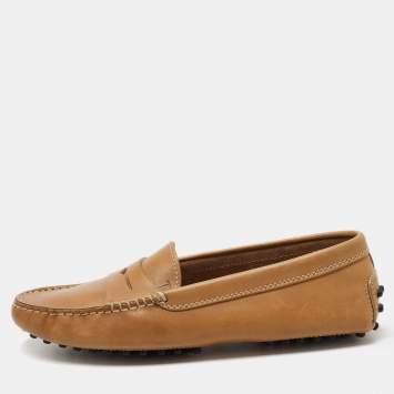 Pre Owned Tod's Brown Leather Penny Loafers Size 35