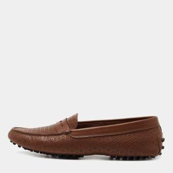 Pre Owned Tod's Brown Leather Slip On  Loafers Size 37.5 