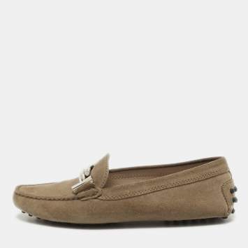 Pre Owned Tod's Brown Suede Slip On Loafers Size 37