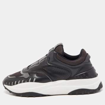 مملوكة مسبقًا Tod's Black Leather and Mesh Low Top Sneakers Size 38