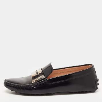Pre Owned Tod's Black Leather Slip On Loafers Size 36