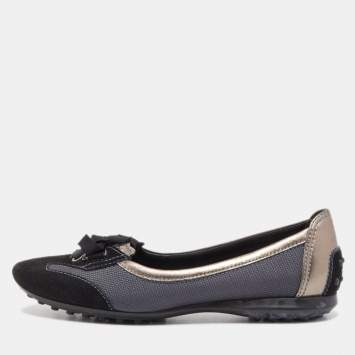Pre Owned Tod's Tricolor Canvas and Leather Ballet Flats Size 37