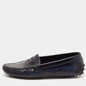 Pre Owned Tod's Two Tone Leather Penny Slip On Loafers Size 36