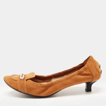 Pre Owned Tod's Brown Suede Scrunch Loafer Pumps Size 36.5