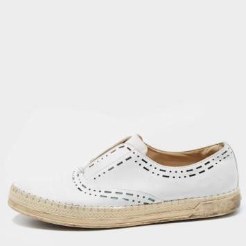 Pre Owned Tod's White Leather Slip on Loafers Size 37.5