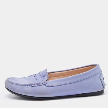 مملوكة مسبقًا Tod's Lilac Nubuck Leather Penny Slip On Loafers Size 37