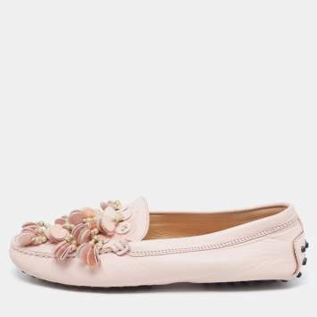 مملوكة مسبقًا  Tod's Pink Leather Gommino Slip On Loafers Size 37