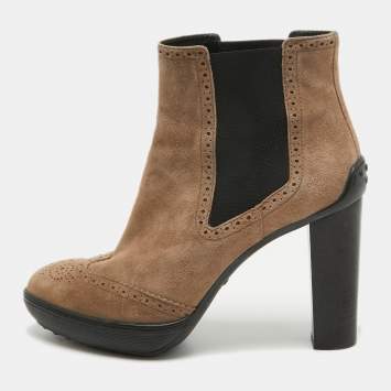 Pre Owned Tod's Brown Suede Ankle Boots Size 41