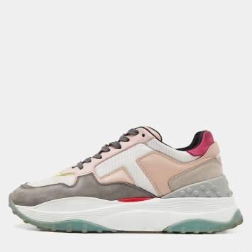 Pre Owned Tod's Multicolor Suede and Leather Lace Up Sneakers Size 37.5