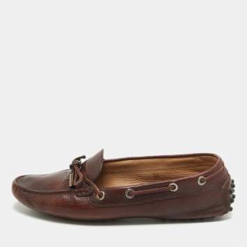 Pre Owned Tod's Brown Leather  Slip On Loafers Size 38