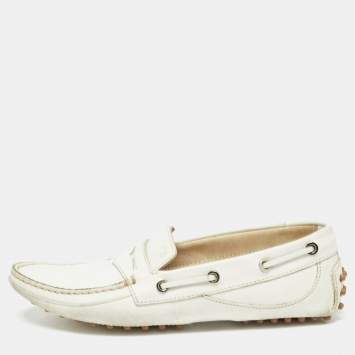 مملوكة مسبقًا Tod's White Leather Penny Loafers Size 38