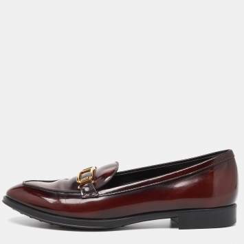 Pre Owned Tod's Brick Shiny Leather Slip On Loafers Size 38.5