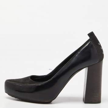 Pre Owned Tod's Black Suede and Leather Platform Pumps Size 39