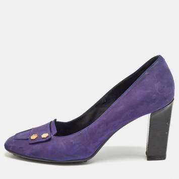 Pre Owned Tod's Purple Nubuck Leather Square Toe Pumps Size 41