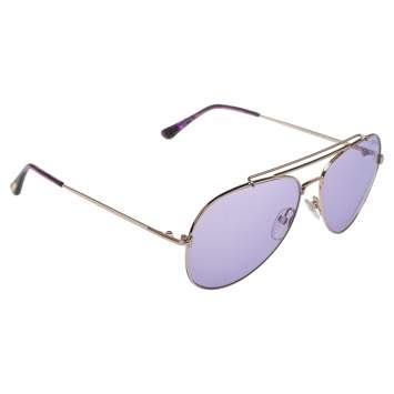 Pre Owned Tom Ford Purple/Gold Indiana Aviator Sunglasses