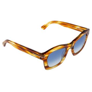 Pre Owned Tom Ford Brown/Blue Gradient Greta Wayfarer Sunglasses