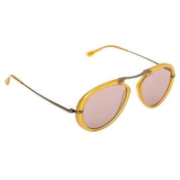 Pre Owned Tom Ford Light Brown/Purple Aaron Aviator Sunglasses