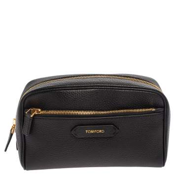 Pre Owned Tom Ford Black Leather Cosmetic Pouch