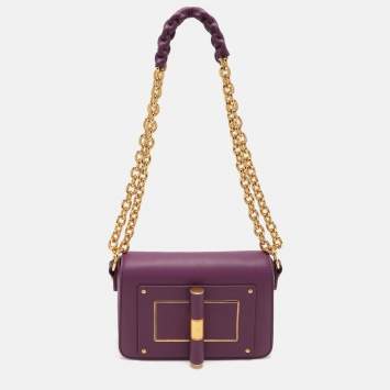Pre Owned Tom Ford Purple Leather Natalia Chain Shoulder Bag