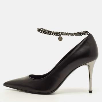 مملوكة مسبقًا Tom Ford Ankle Chain Size 37.5 Black Leather Pumps