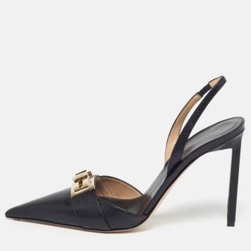 مملوكة مسبقًا حذاء توم فورد كعب عالي جلد أسود مقاس 40 حزام خلفي