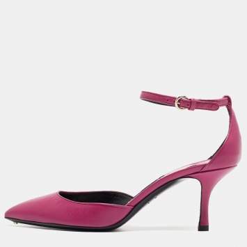Pre Owned Tom Ford Purple Leather Ankle Strap D'orsay Pumps Size 39