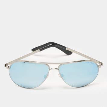 Pre Owned Tom Ford Blue Mirrored TF144 Marko Aviator Sunglasses