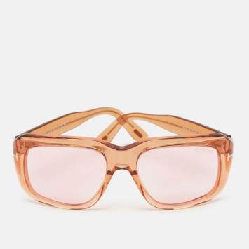 Pre Owned Tom Ford Orange/Pink Bailey 02 TF 885 Square Sunglasses