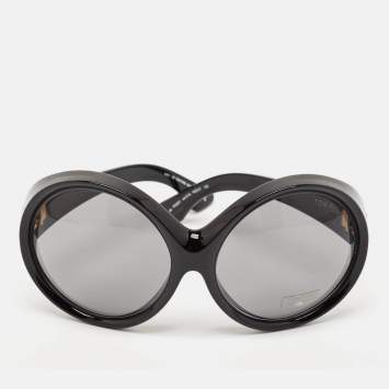 مملوكة مسبقًا Tom Ford Black Gradient Ali TF 0221 Round Oversized Sunglasses
