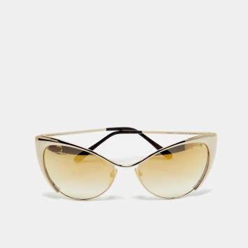 Pre Owned Tom Ford Gold Gradient Mirrored TF304 Natasya Cat Eye Sunglasses