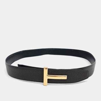 Pre Owned Tom Ford Reversible Black Leather Belt