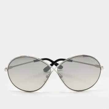 Pre Owned Tom Ford Grey/Silver Tone Gradient Rania 02 TF564 Oversized Sunglasses