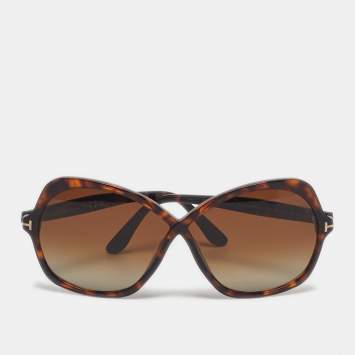 مملوكة مسبقًا Tom Ford Tortoiseshell Brown TF 1013 Rosemin Oversized Sunglasses