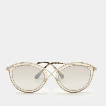 مملوكة مسبقًا Tom Ford Brown/Gold Tone Mirrored TF604 Sascha 02 Butterfly Sunglasses