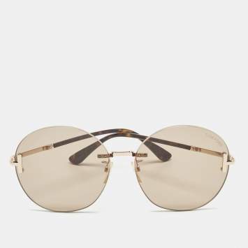 مملوكة مسبقًا Tom Ford Brown/Gold Tone  TF811 K Round Sunglasses