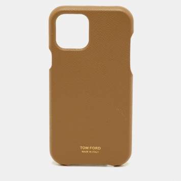 Pre Owned Tom Ford Sand Brown Leather iPhone 12 Pro Phone Cover