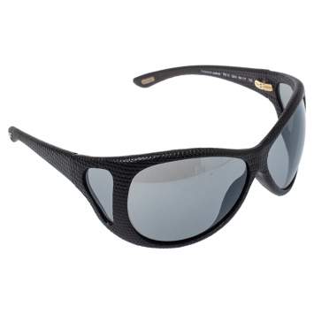Pre Owned Tom Ford Black Natasha Textured Leather Shield Sunglasses