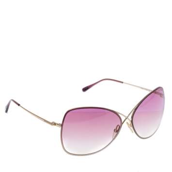 Pre Owned Tom Ford Rose Gold Tone/ Pink Gradient TF250 Colette Butterfly Sunglasses