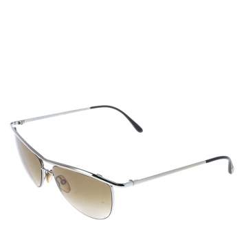 Pre Owned Tom Ford Silver Tone/ Green Gradient TF182 Helene Aviator Sunglasses