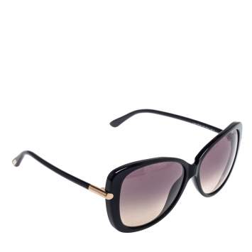 Pre Owned Tom Ford Black / Smoke & Ochre Gradient FT0324 Linda Butterfly Sunglasses