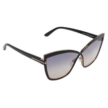 Pre Owned Tom Ford Black/Grey Sandrine TF715 Gradient Oversized Sunglasses