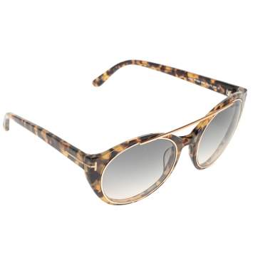 Pre Owned Tom Ford Grey/Brown Tortoise Acetate Joan TF383 Gradient Sunglasses