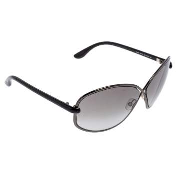 Pre Owned Tom Ford Black Acetate TF160 Brigitte Gradient Oval Sunglasses