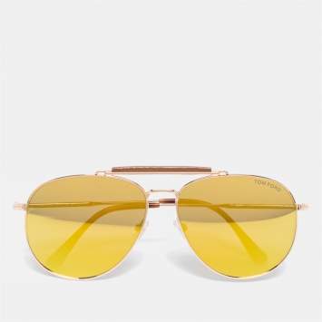 Tom Ford Havana Brown Sean TF536 Aviator Mirrored Sunglasses